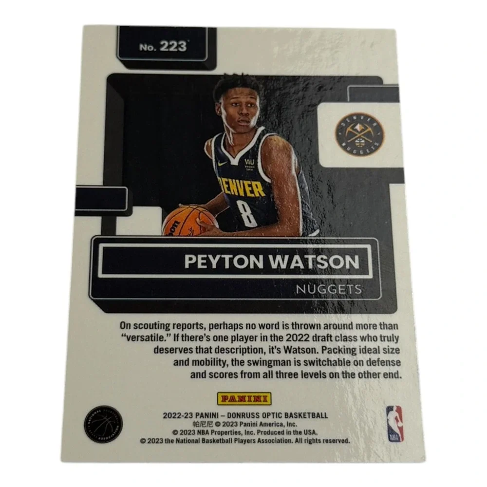 2022-23 Panini Donruss Optic Peyton Watson Rated Rookie Denver Nuggets No 223